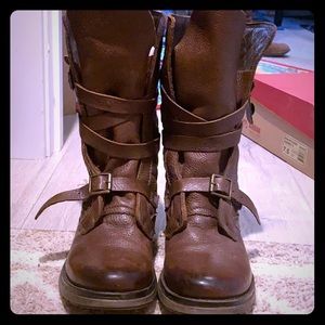 Steve Madden full grain leather moto boot.